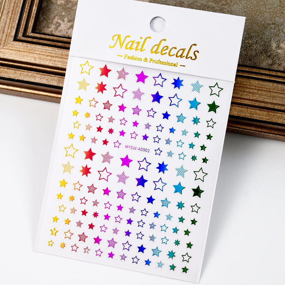 1pcs Star-Themed 3D Glitter Nail Stickers – Anime Rectangle DIY Nail Art Decals