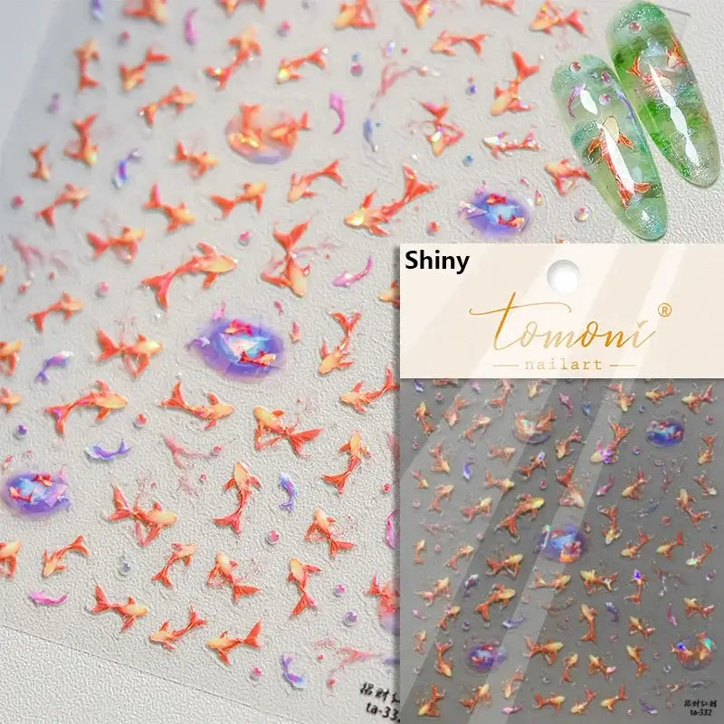 Cute Dolphin & Goldfish Jelly Nail Stickers