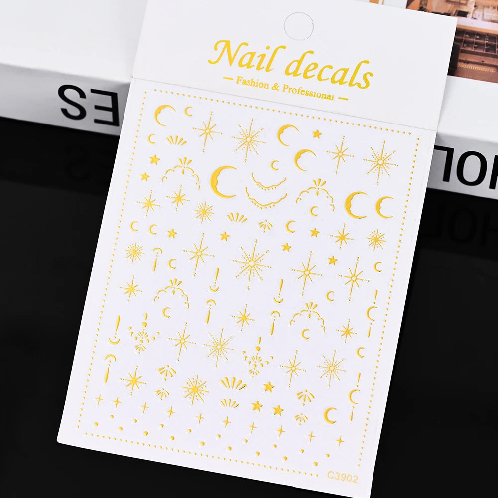 1pcs Star-Themed 3D Glitter Nail Stickers – Anime Rectangle DIY Nail Art Decals