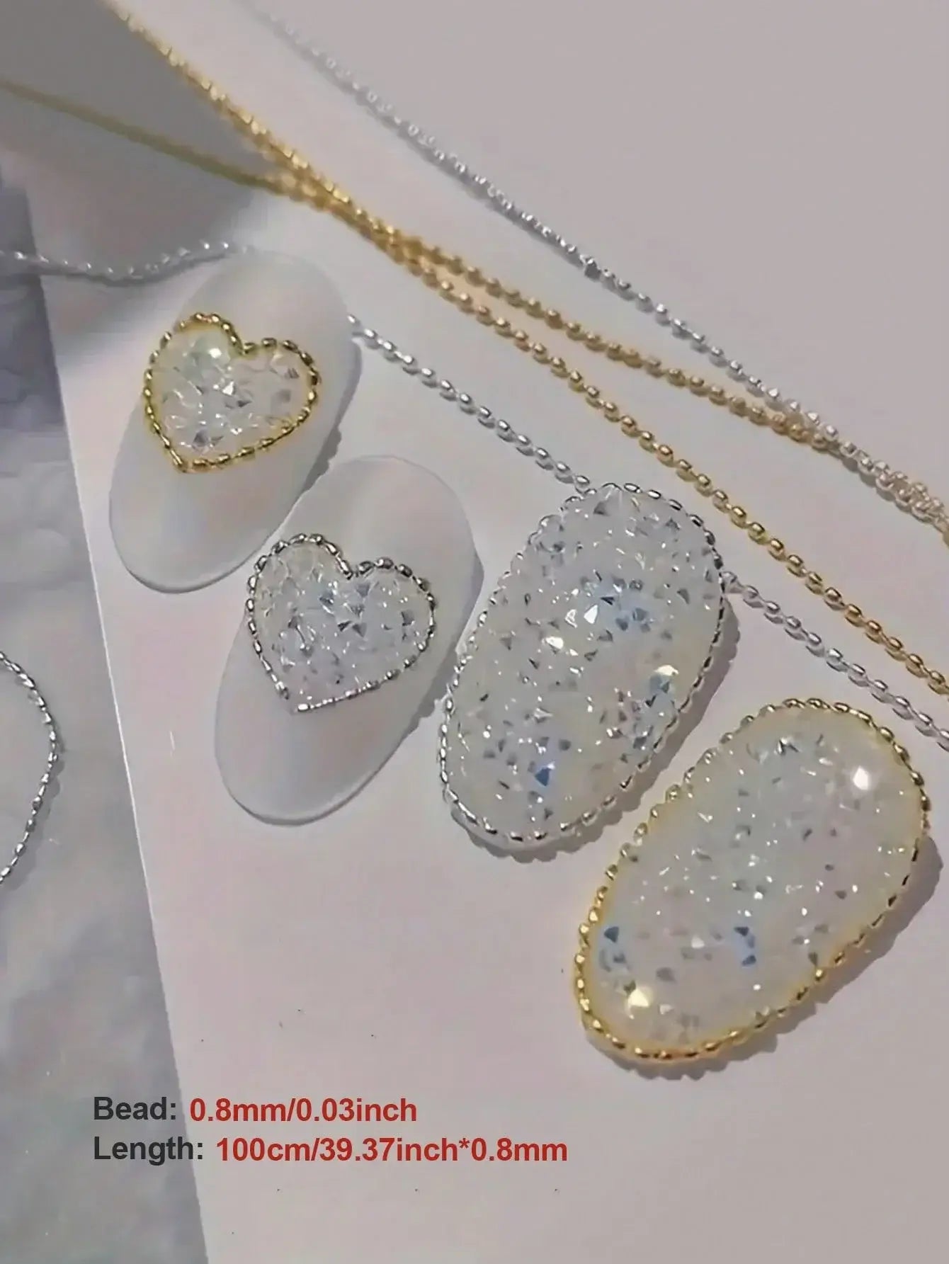 Nail Chain with Rose Gold & Silver Pixie Stone Beads
