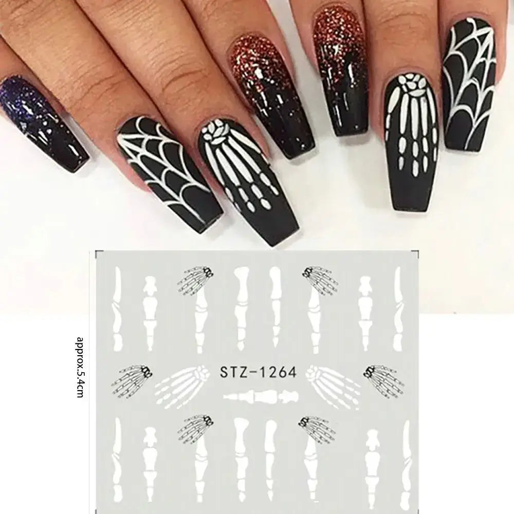 Halloween Water Decals Nail Stickers – Mummy, Ghost, Spider & Web