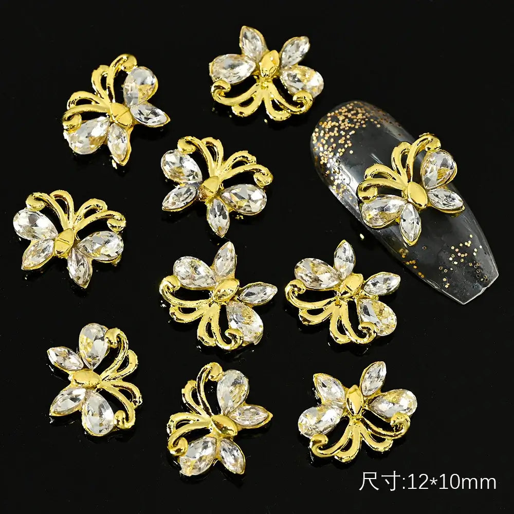 10Pcs Alloy Enamel Bee Design 3D Nail Charms