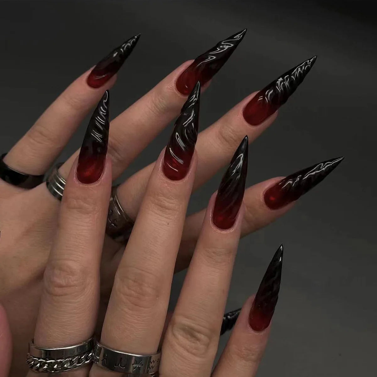 Halloween Spider & Skull False Nails – Purple Halo Press-On Nail Set with Glue