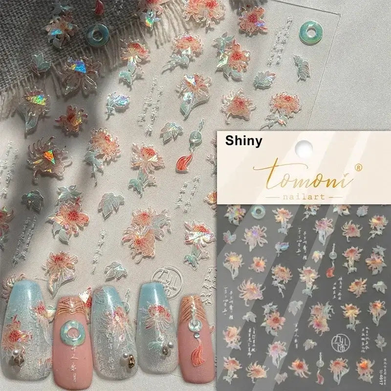 5D Flower Nail Art Stickers for DIY Manicure