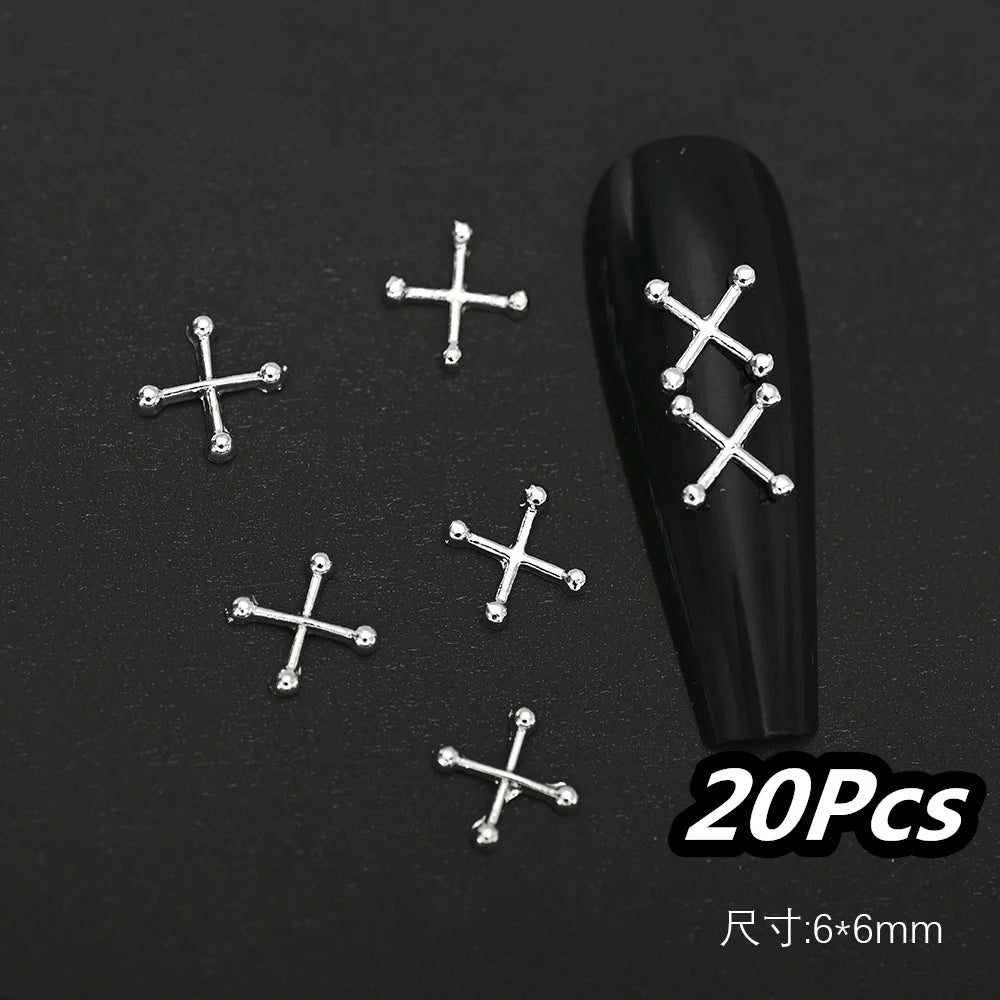Punk Cross Nail Charms – 3D Metal Nail Art Accents