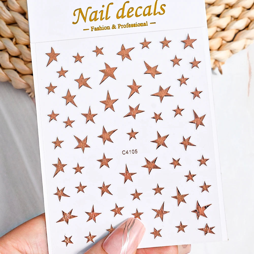 1pcs Star-Themed 3D Glitter Nail Stickers – Anime Rectangle DIY Nail Art Decals