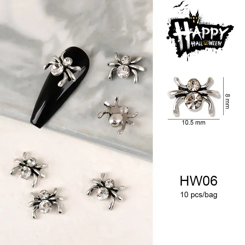 Halloween Nail Charms – 3D Ghost, Skull, Pumpkin in Gold/Silver