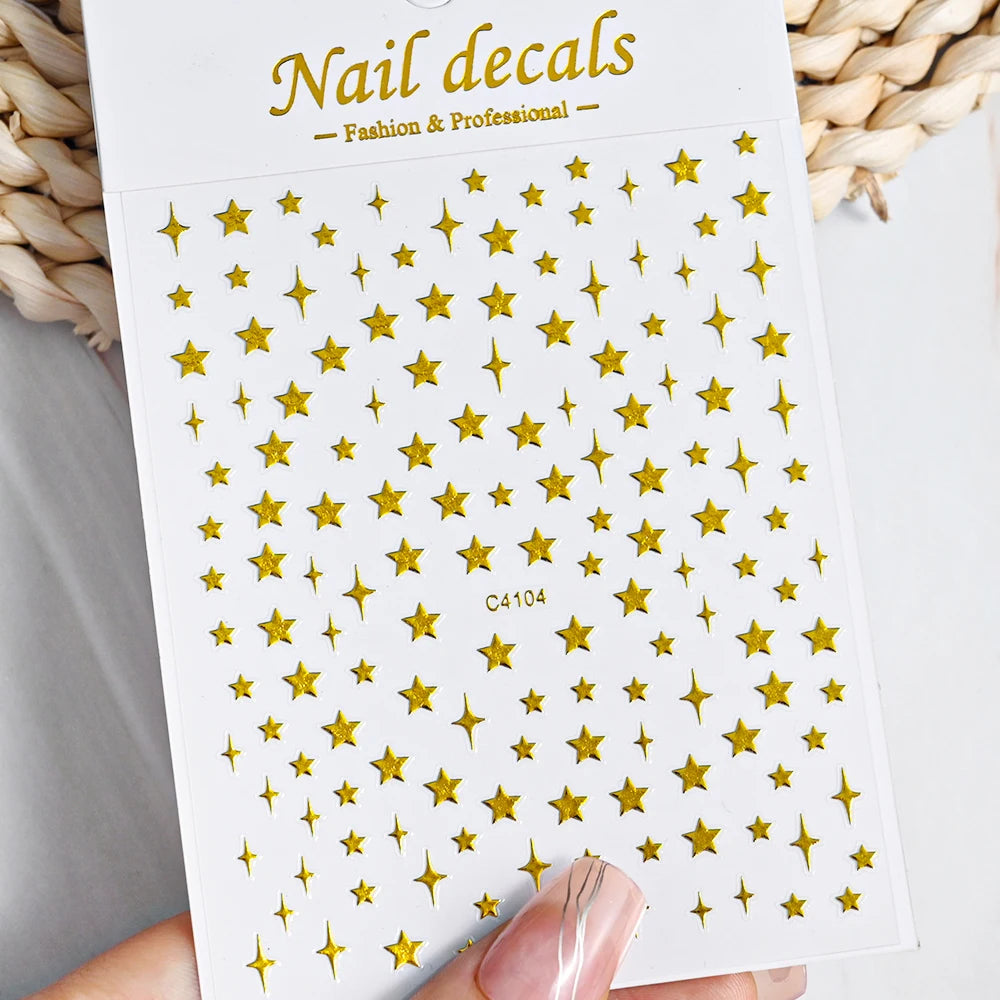 1pcs Star-Themed 3D Glitter Nail Stickers – Anime Rectangle DIY Nail Art Decals