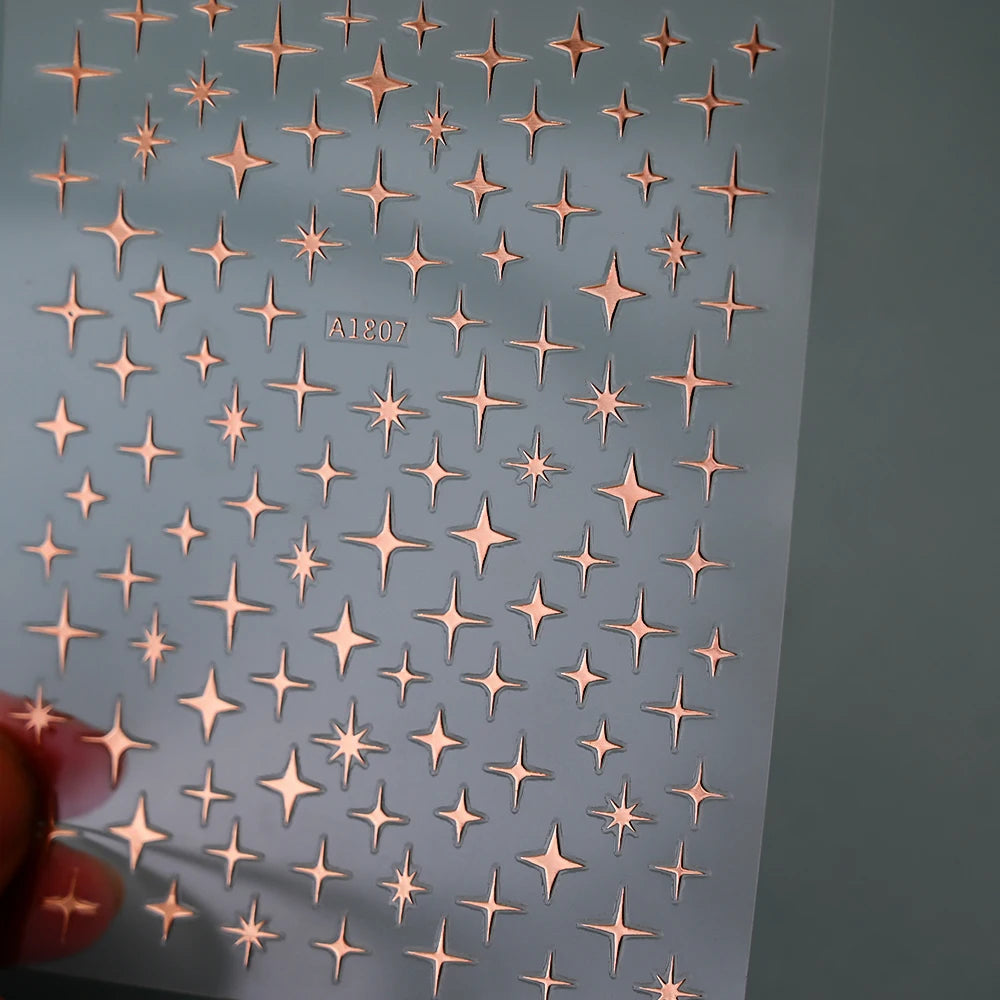 1pcs Star-Themed 3D Glitter Nail Stickers – Anime Rectangle DIY Nail Art Decals