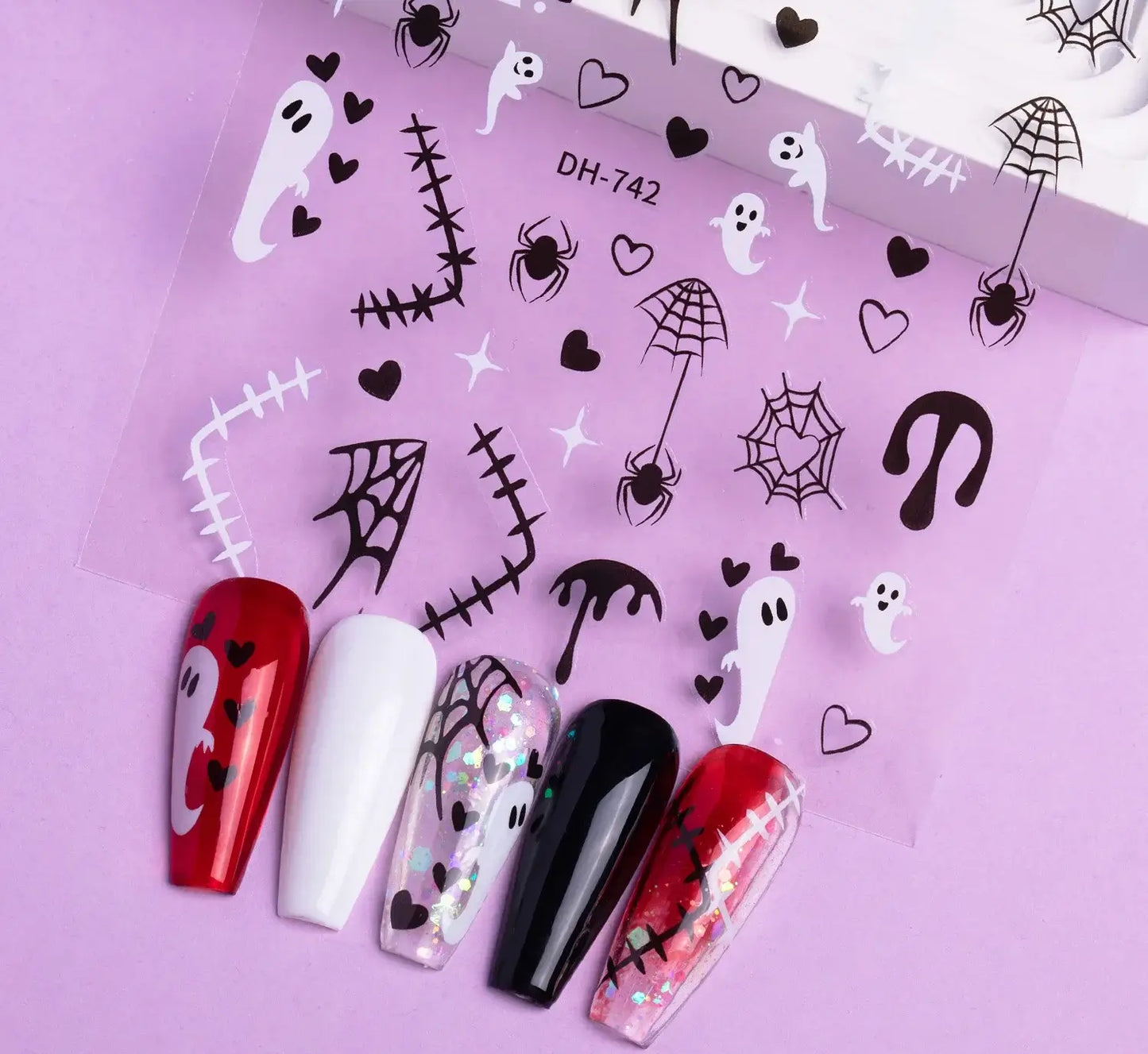 Halloween Spider Web Nail Stickers for spooky and festive nail art