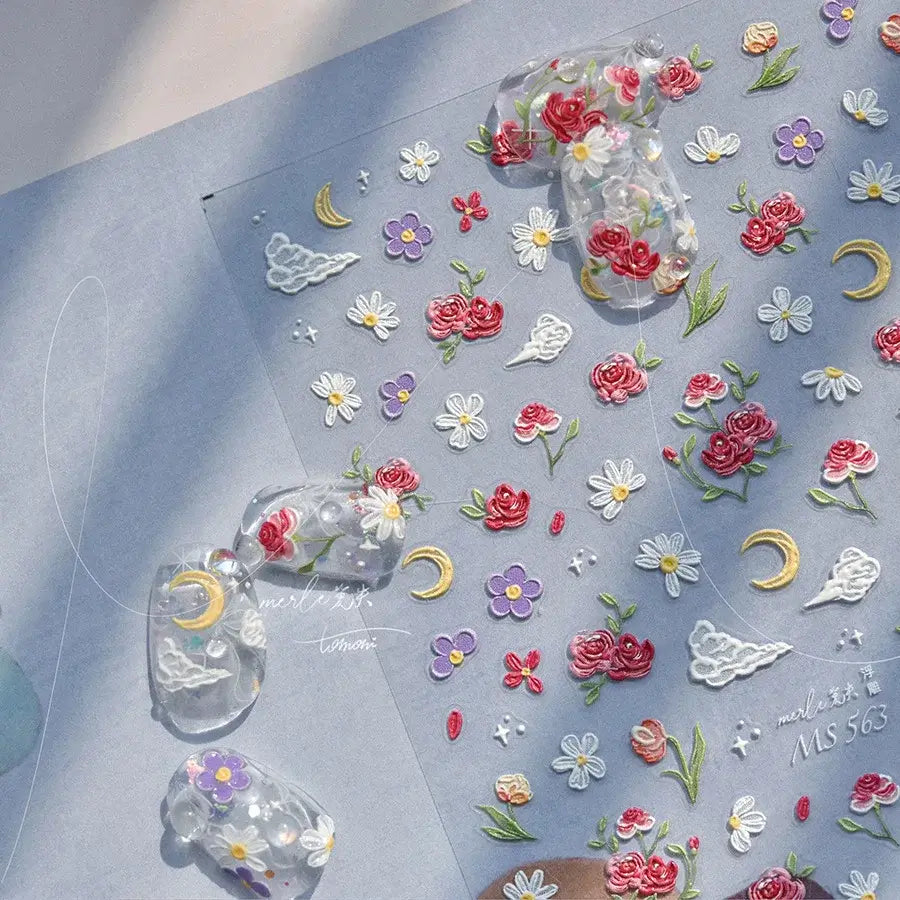 5D Flower Nail Art Stickers for DIY Manicure