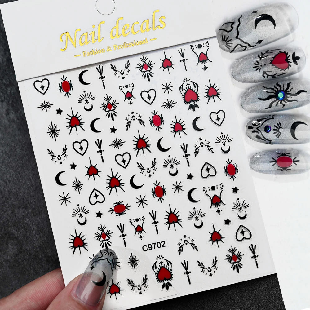 1pc Y2K Silver & Gold Star Nail Art Stickers – Glossy Laser Starlight Decal for Easy Nail Art