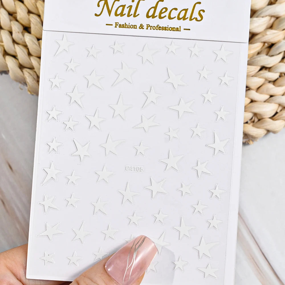 1pcs Star-Themed 3D Glitter Nail Stickers – Anime Rectangle DIY Nail Art Decals