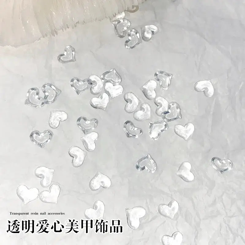 3D Transparent Heart Nail Charms – Love Design