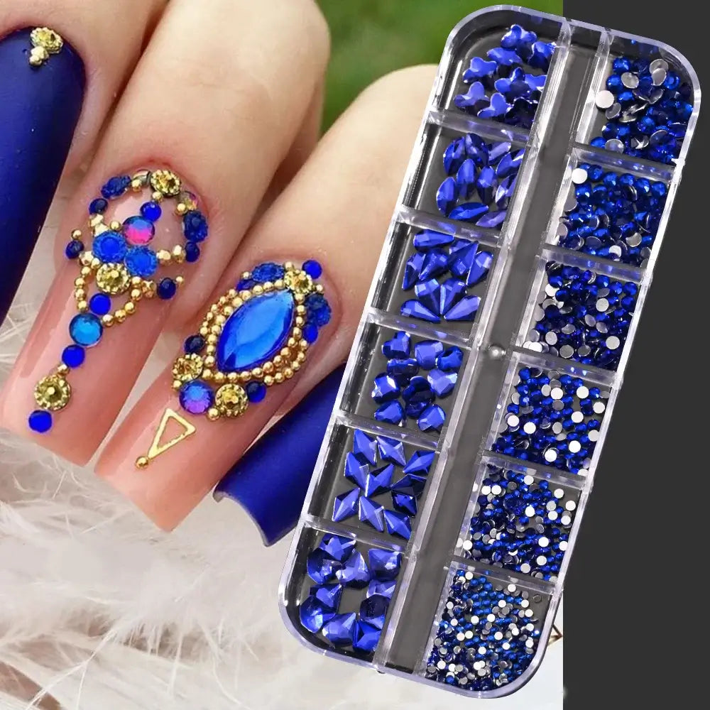 Crystal Nail Rhinestones 12 Grid - Mixed Shapes & Sizes