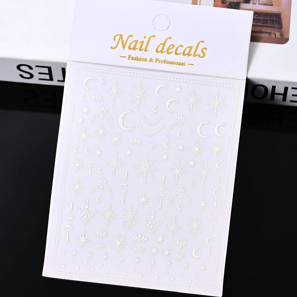 1pcs Star-Themed 3D Glitter Nail Stickers – Anime Rectangle DIY Nail Art Decals
