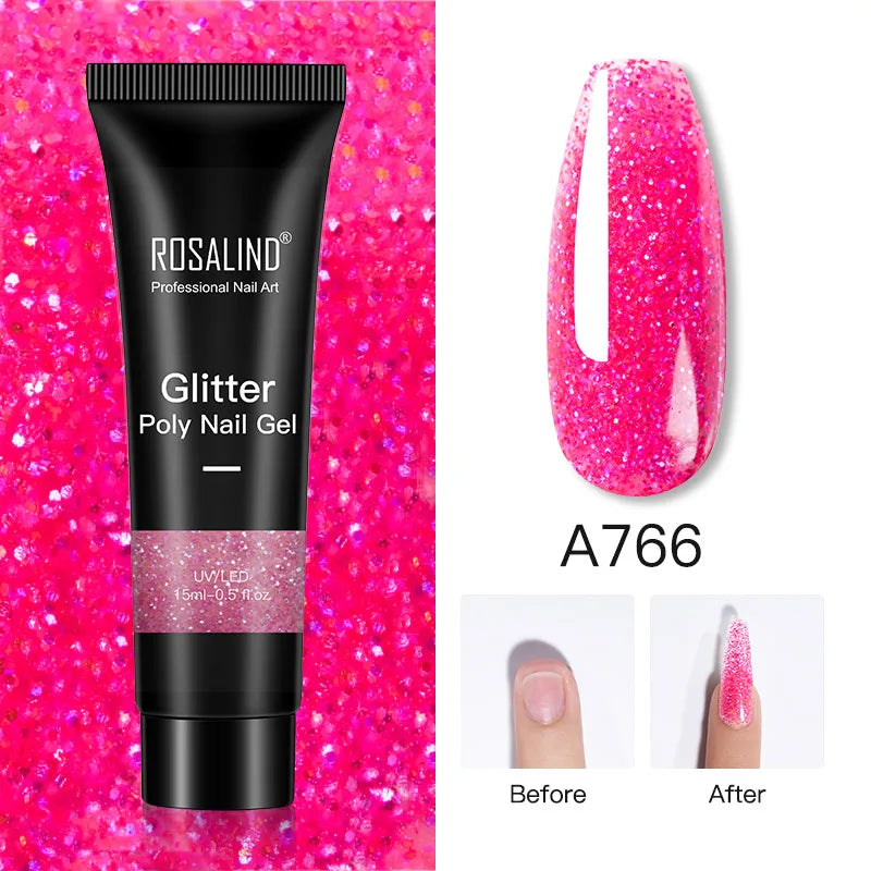 ROSALIND Glitter Poly Gel Nail Extension – 15ml