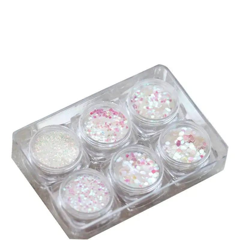 6Box Iridescent Mirror Nail Glitter Sequins Set