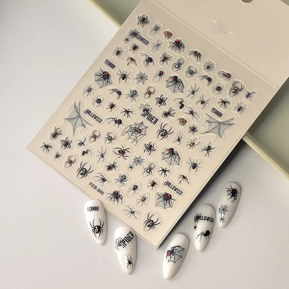 Halloween Skull Nail Art Stickers for Spooky Designs