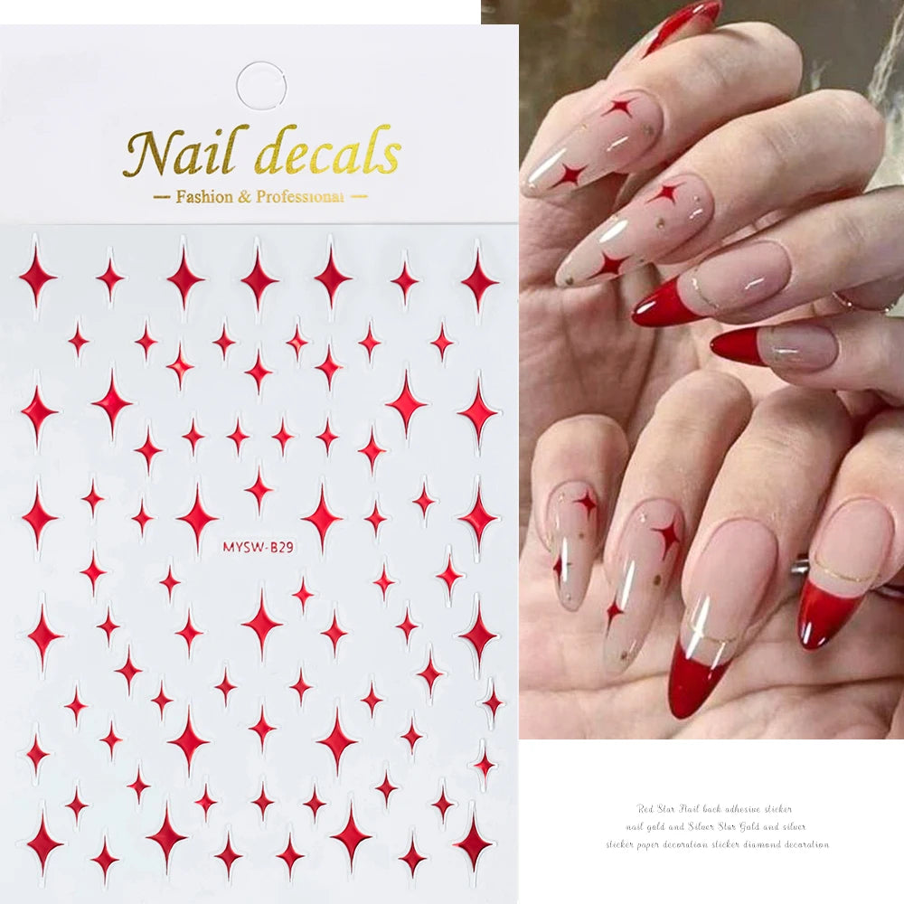 1pcs Star-Themed 3D Glitter Nail Stickers – Anime Rectangle DIY Nail Art Decals