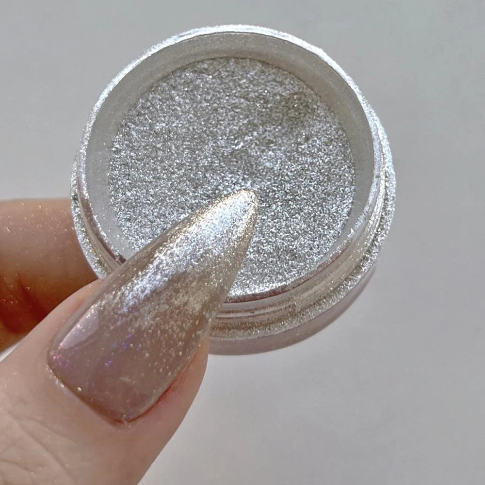 Silver Chrome Nail Powder – 1g Mirror Effect Pigment for Metallic Nails