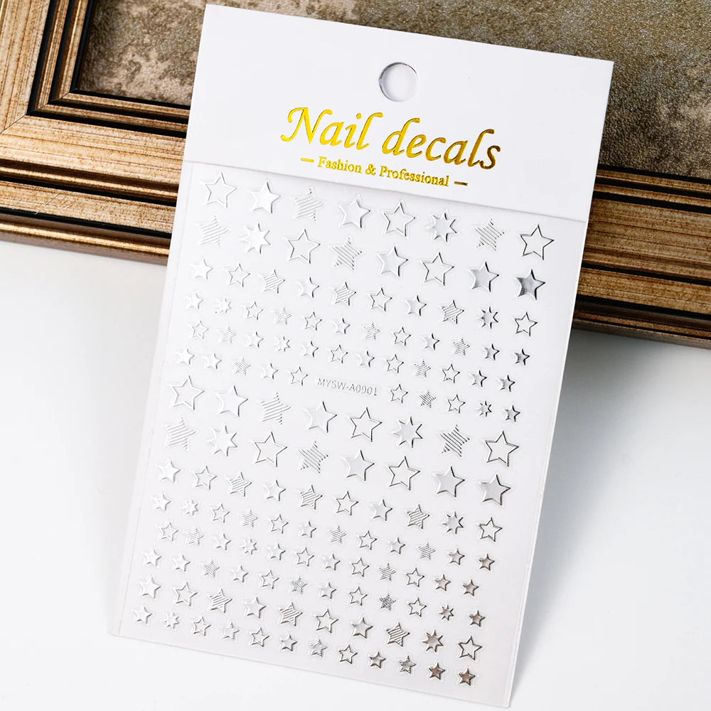 1pcs Star-Themed 3D Glitter Nail Stickers – Anime Rectangle DIY Nail Art Decals