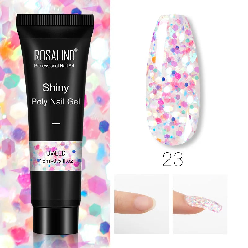 ROSALIND Glitter Poly Gel Nail Extension – 15ml