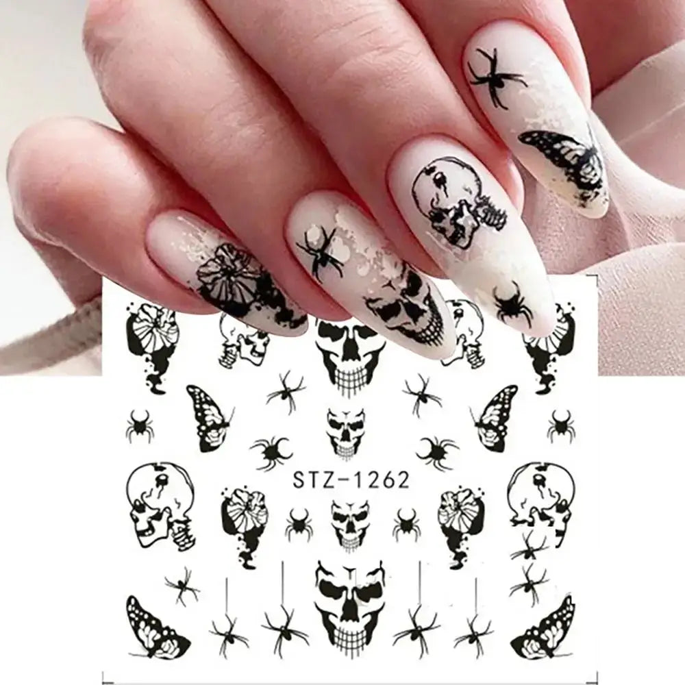 Halloween Water Decals Nail Stickers – Mummy, Ghost, Spider & Web