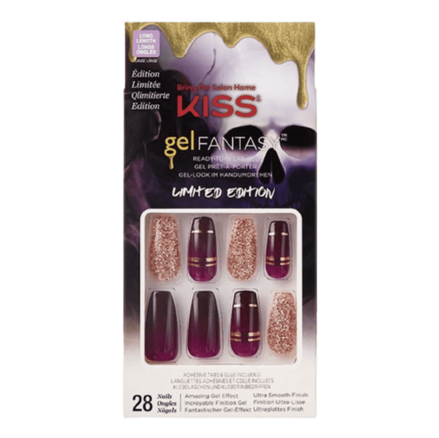 Kiss gelfantasia nail art packaging with limited edition text on a white background