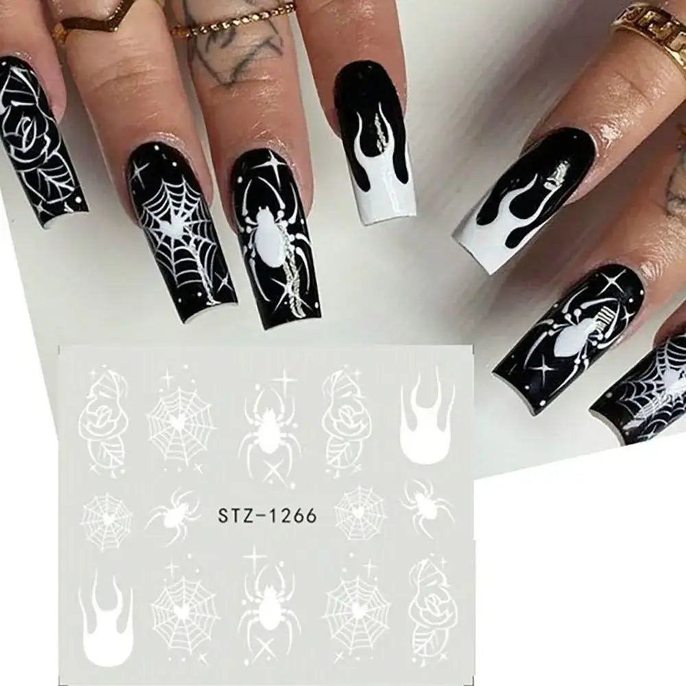 Halloween Water Decals Nail Stickers – Mummy, Ghost, Spider & Web