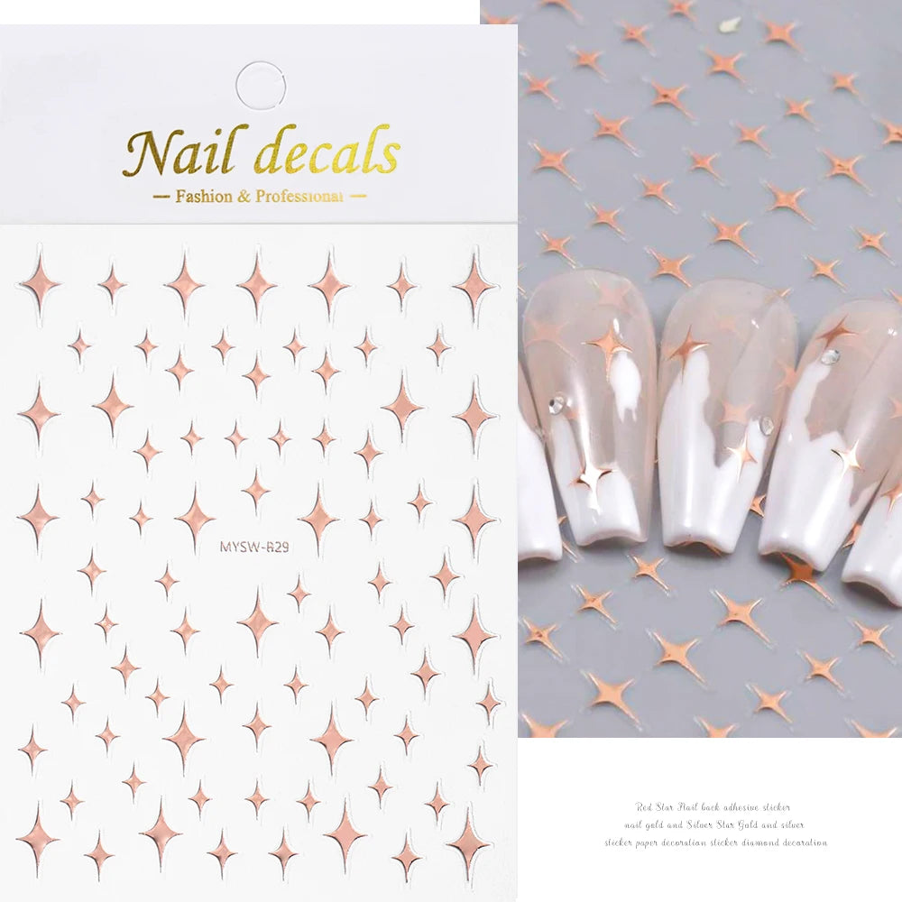 1pcs Star-Themed 3D Glitter Nail Stickers – Anime Rectangle DIY Nail Art Decals