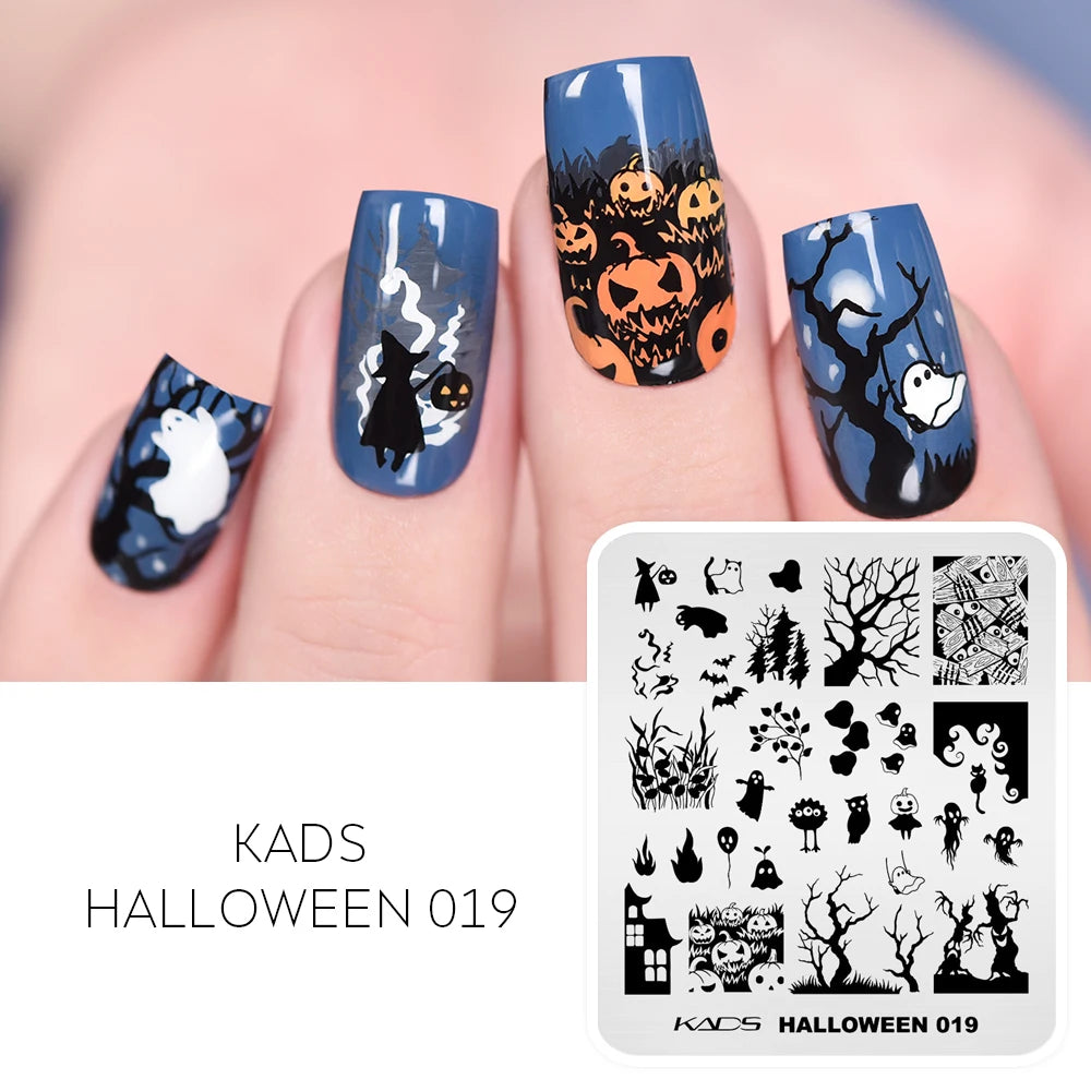 Halloween Nail Stamping Plate – Skull, Bat & Pumpkin Nail Art Designs