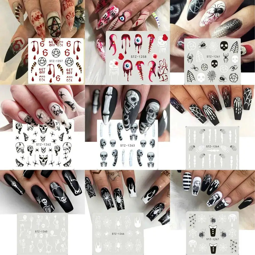 Halloween Water Decals Nail Stickers – Mummy, Ghost, Spider & Web