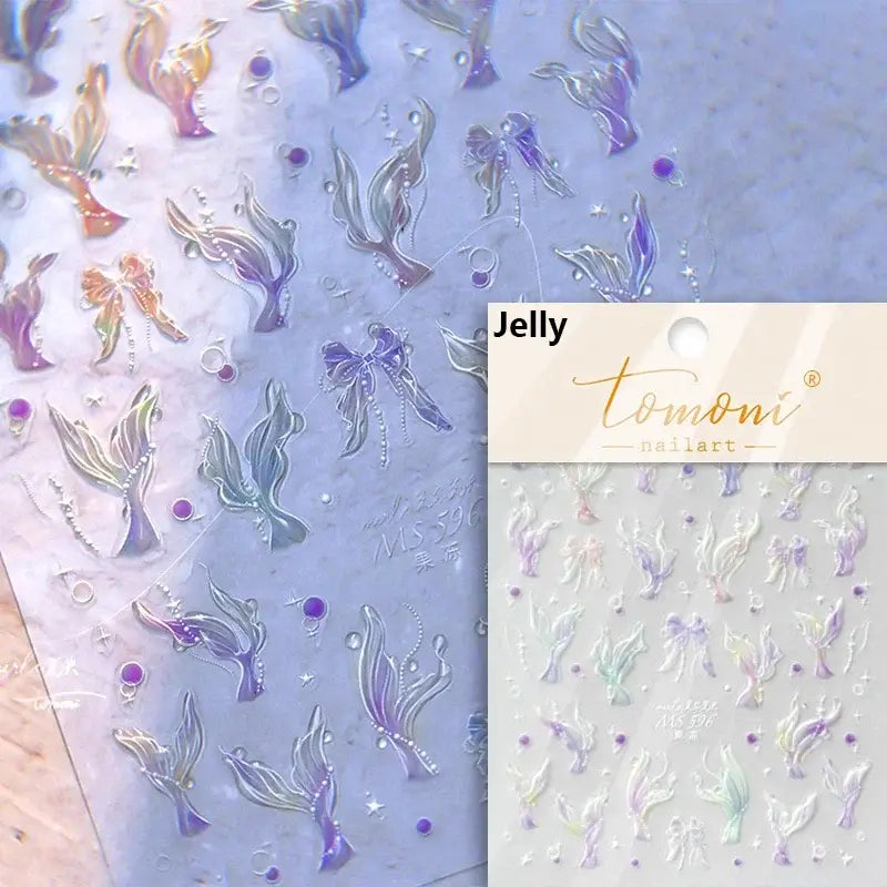 Cute Dolphin & Goldfish Jelly Nail Stickers