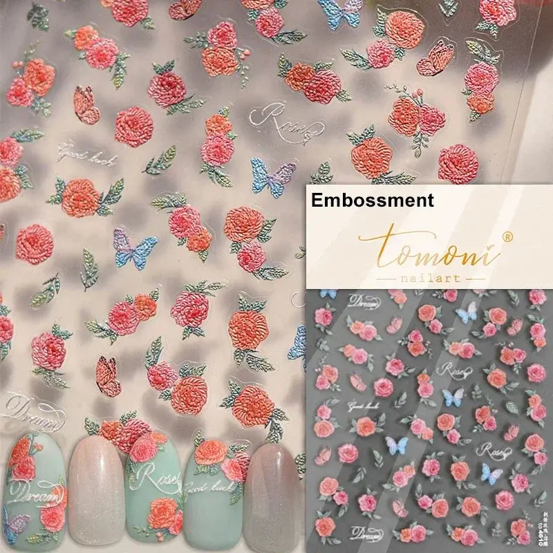 5D Flower Nail Art Stickers for DIY Manicure