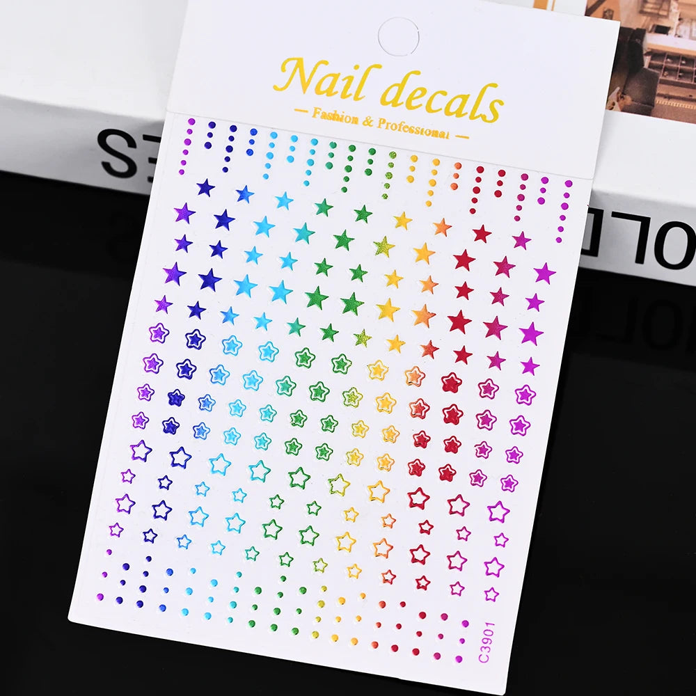 1pcs Star-Themed 3D Glitter Nail Stickers – Anime Rectangle DIY Nail Art Decals