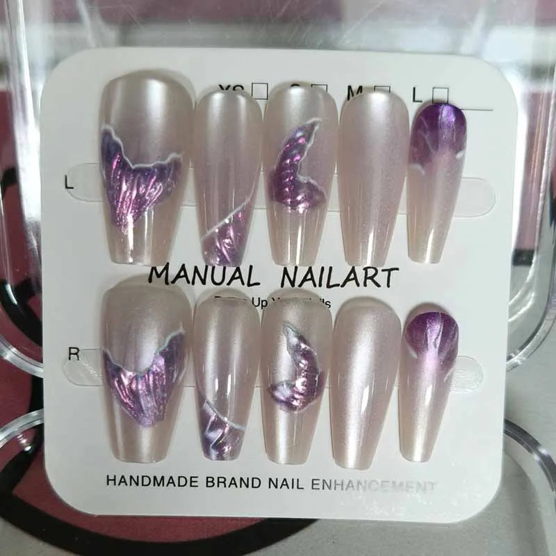 Jellyfish Mermaid Long Square Press On Nails