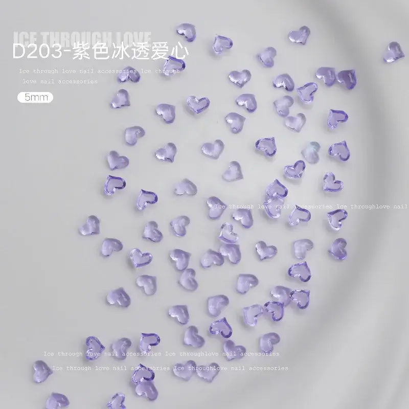 3D Transparent Heart Nail Charms – Love Design