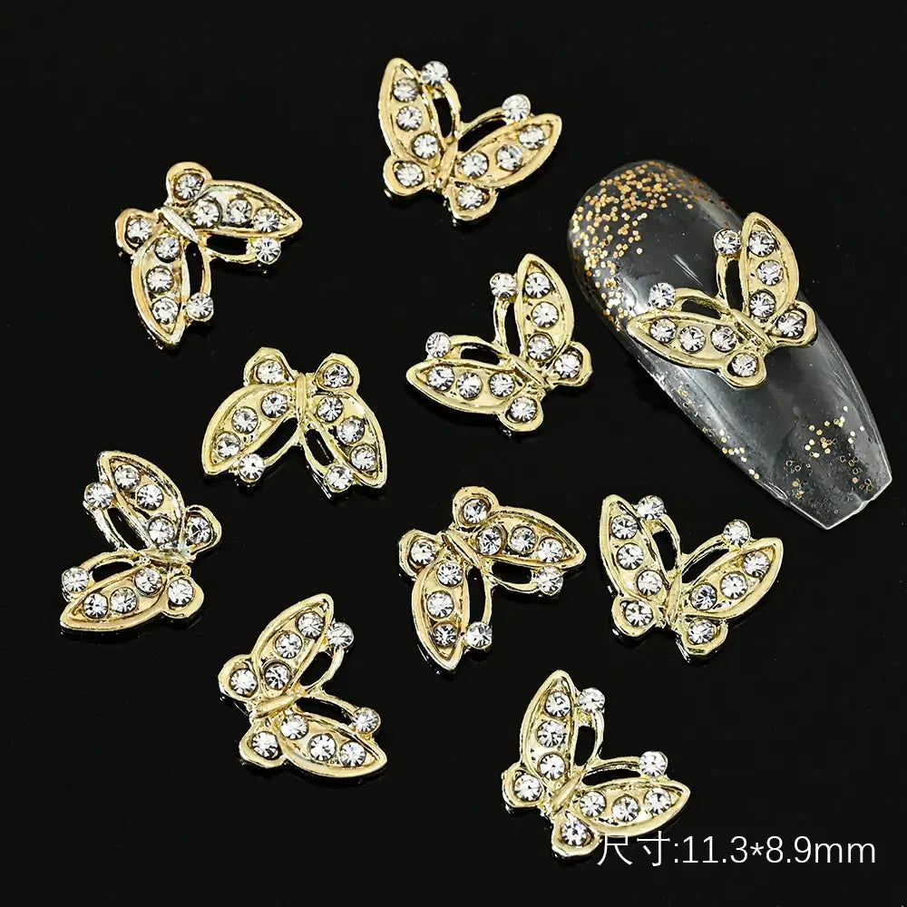 10Pcs Alloy Enamel Bee Design 3D Nail Charms