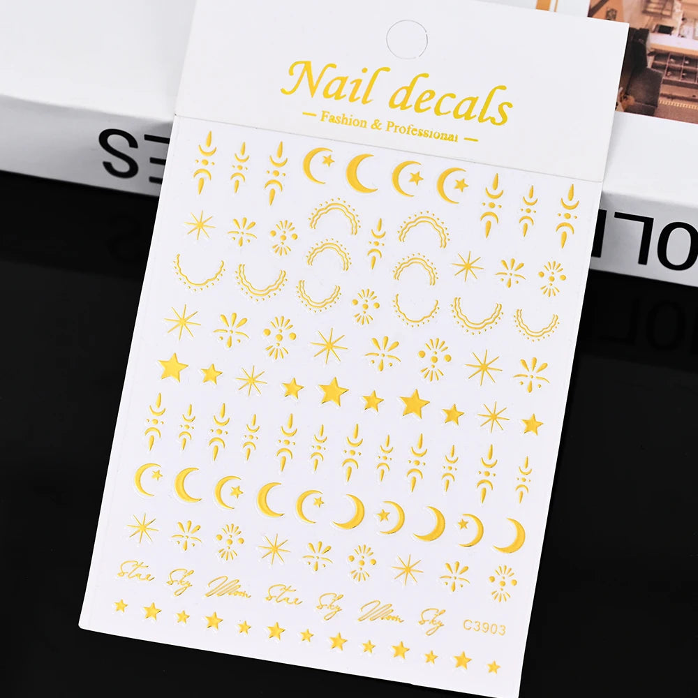 1pcs Star-Themed 3D Glitter Nail Stickers – Anime Rectangle DIY Nail Art Decals