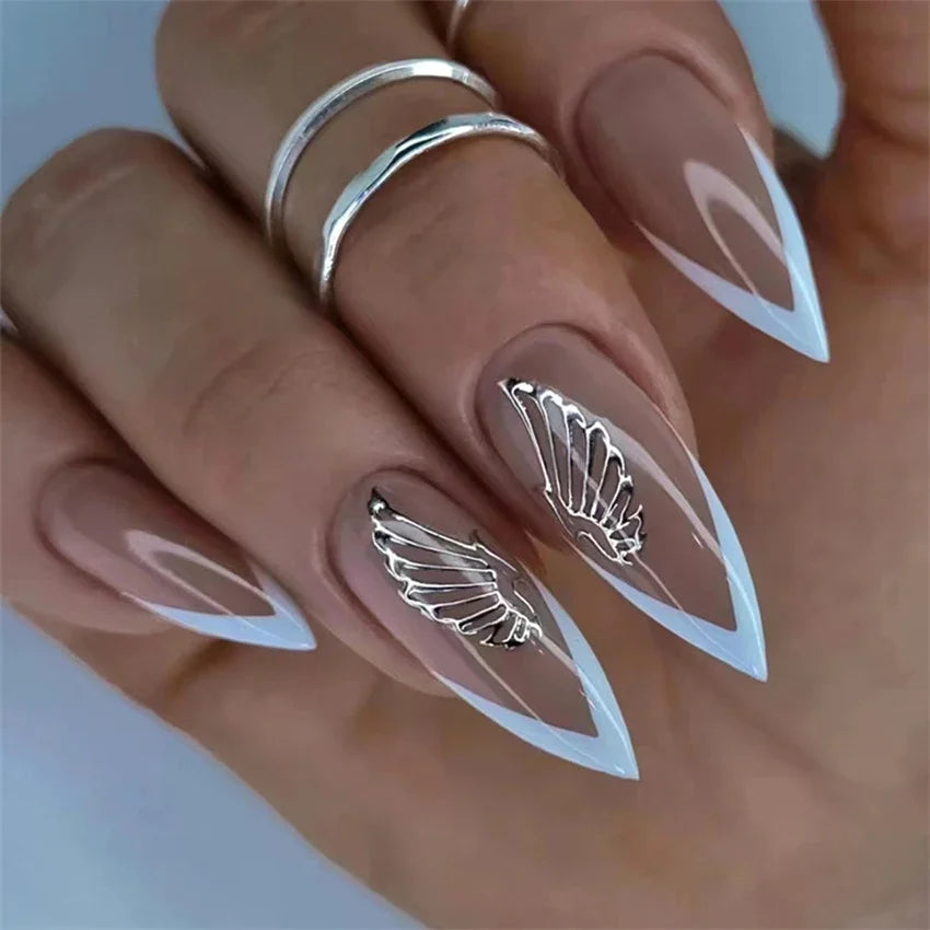 Halloween Round Acrylic Press On Nails – 24PCS Long Set