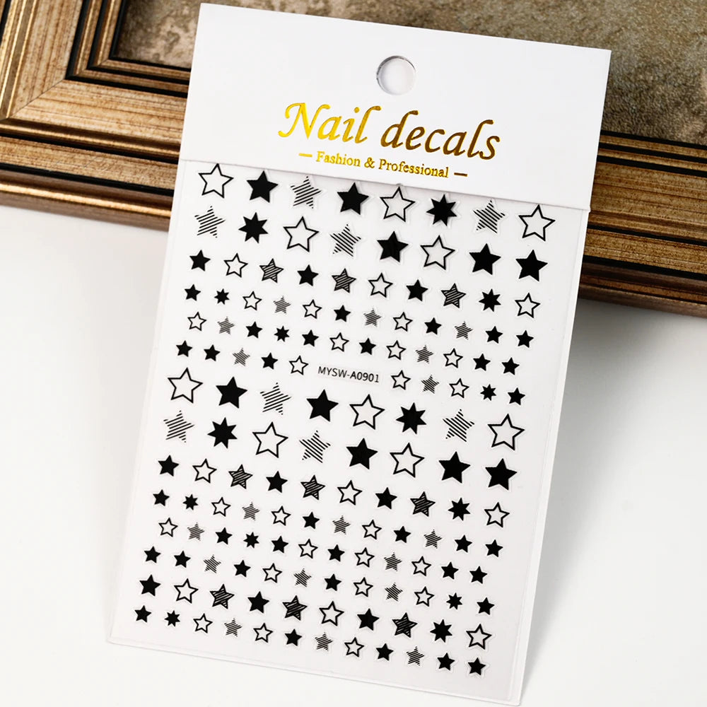 1pcs Star-Themed 3D Glitter Nail Stickers – Anime Rectangle DIY Nail Art Decals