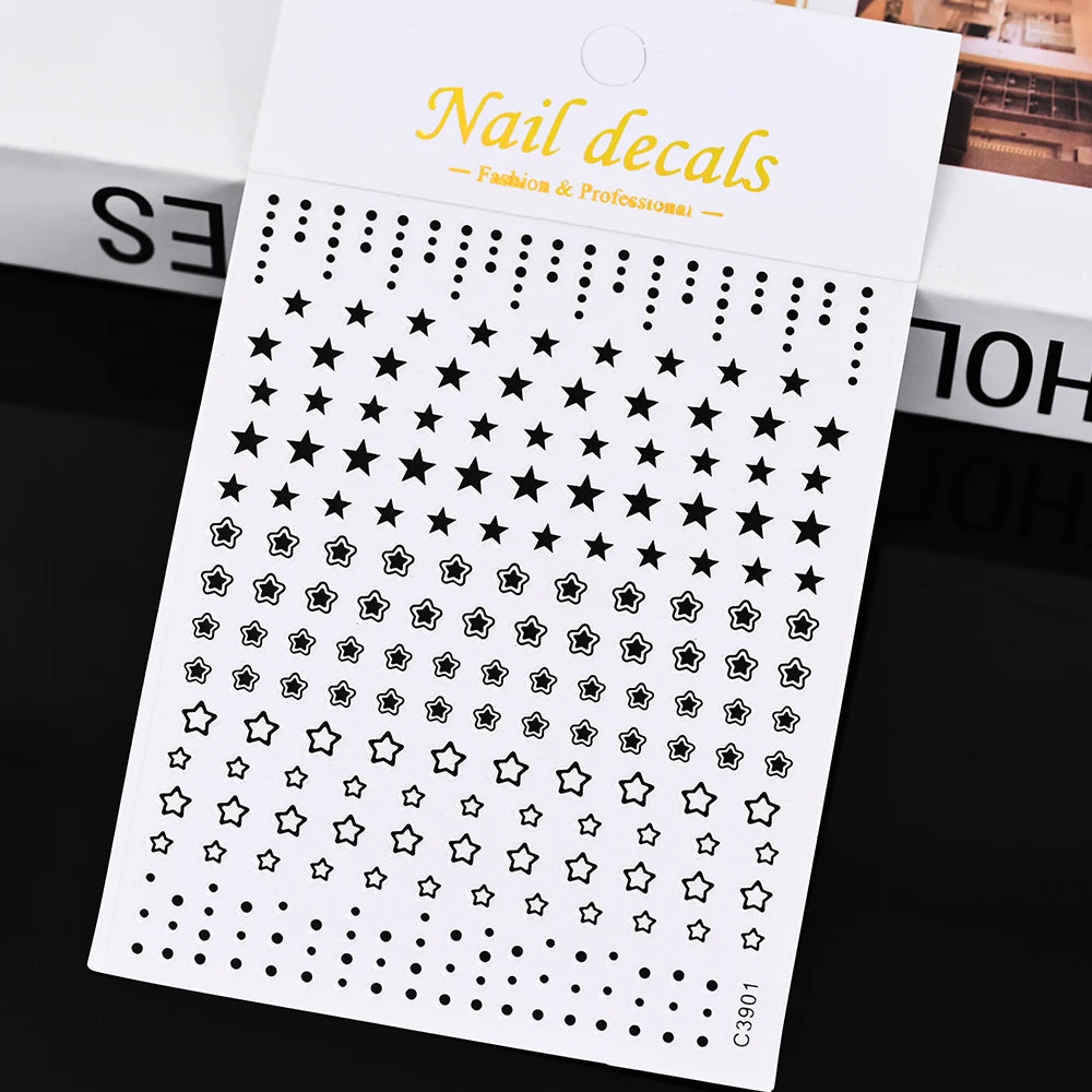 1pcs Star-Themed 3D Glitter Nail Stickers – Anime Rectangle DIY Nail Art Decals