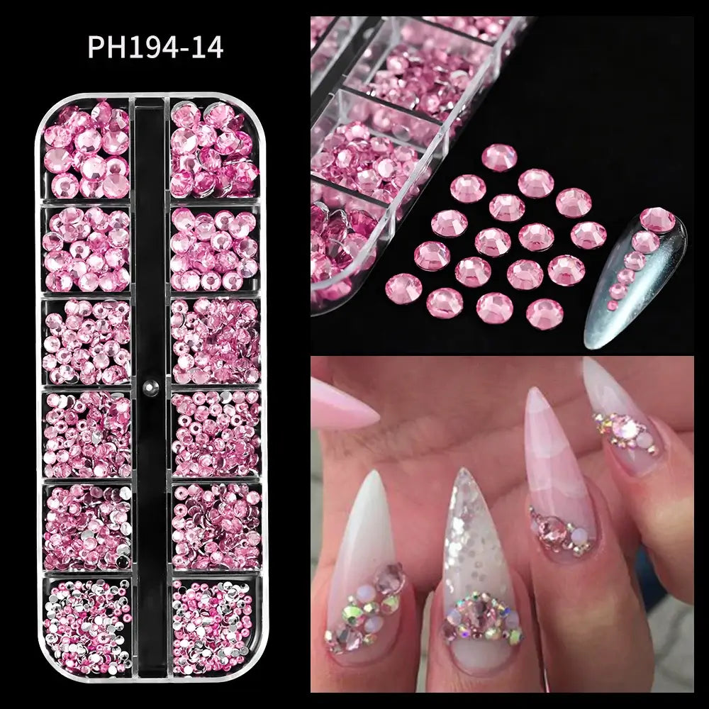 Crystal Nail Rhinestones 12 Grid - Mixed Shapes & Sizes