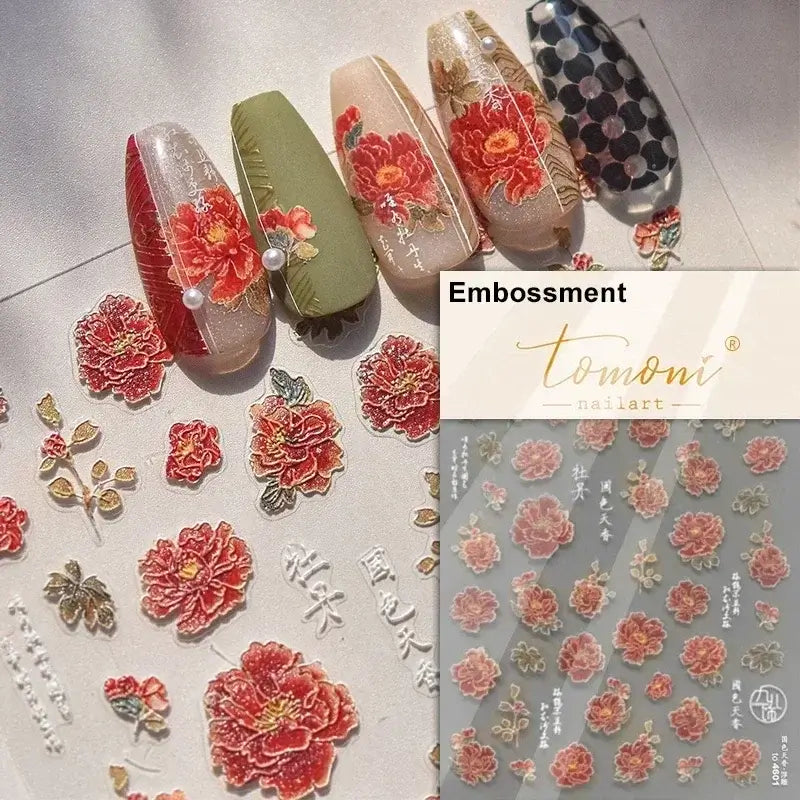 5D Flower Nail Art Stickers for DIY Manicure