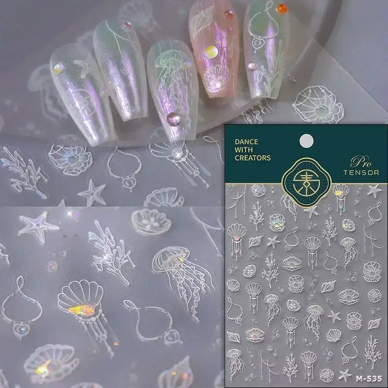 Cute Dolphin & Goldfish Jelly Nail Stickers