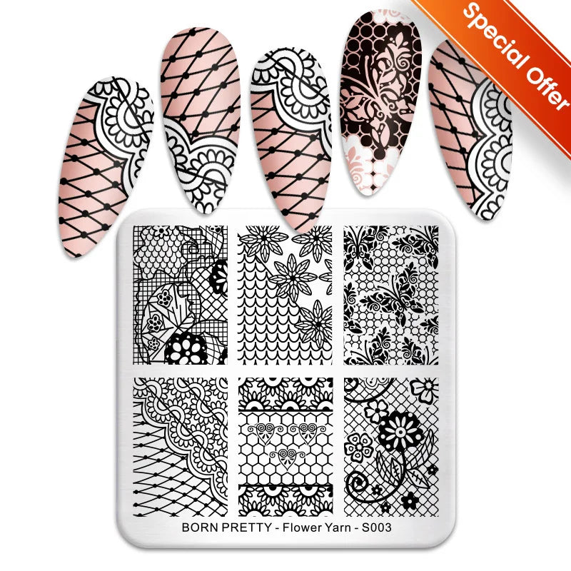 BORN PRETTY Nail Stamping Plates – Butterfly, Lace, Floral