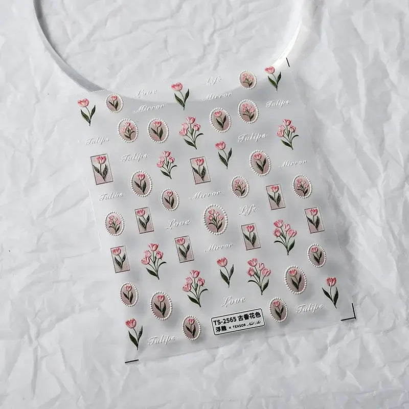 5D Flower Nail Art Stickers for DIY Manicure
