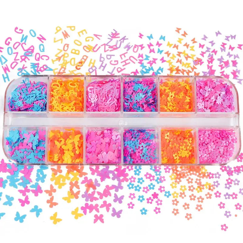 Neon 3D Nail Art Glitter Confetti – Butterfly & Stars