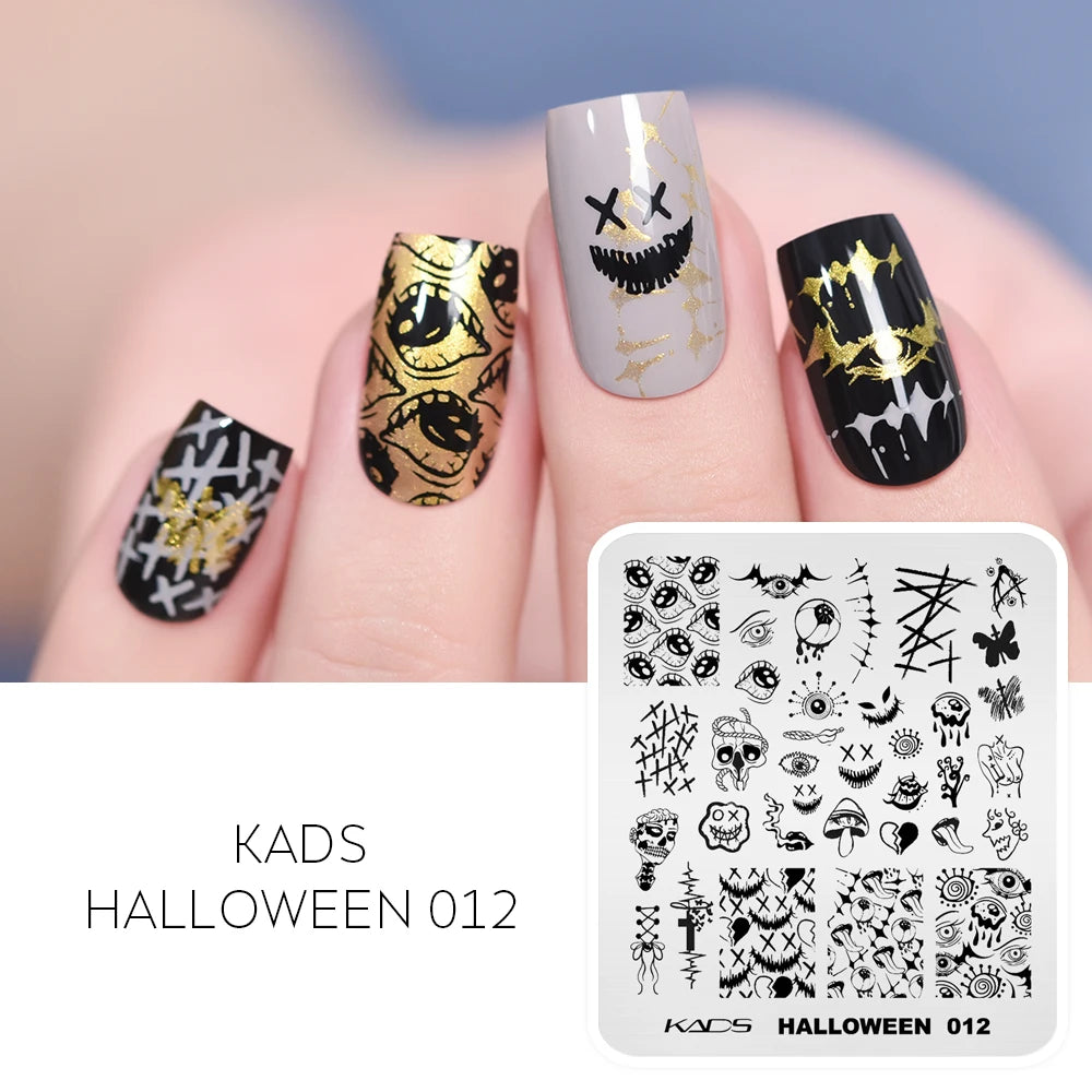 Halloween Nail Stamping Plate – Skull, Bat & Pumpkin Nail Art Designs